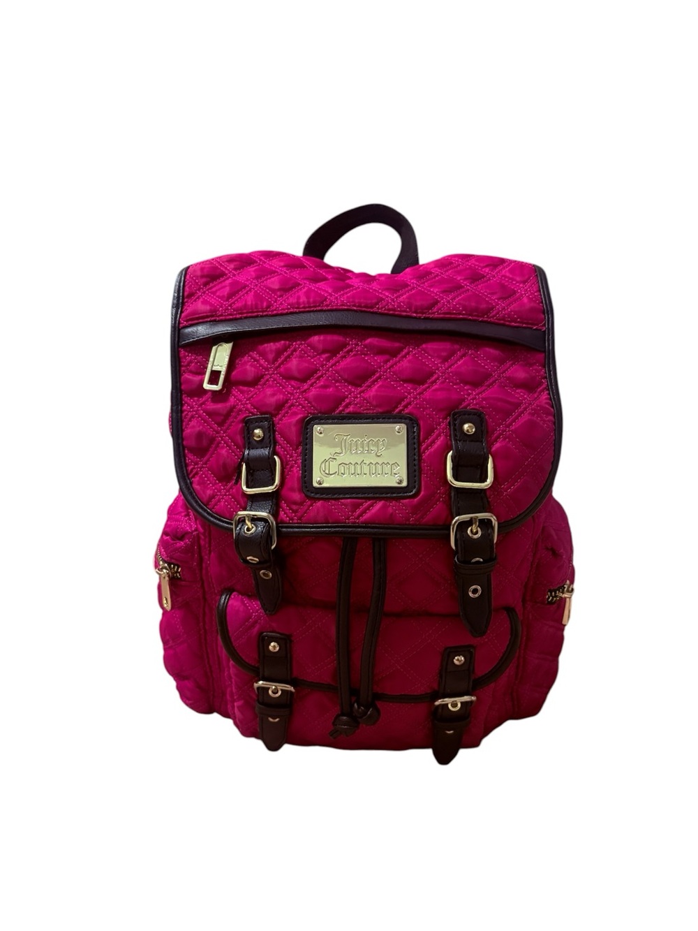 Juicy Couture Quilted Fuchsia Backpack with Gold Accents